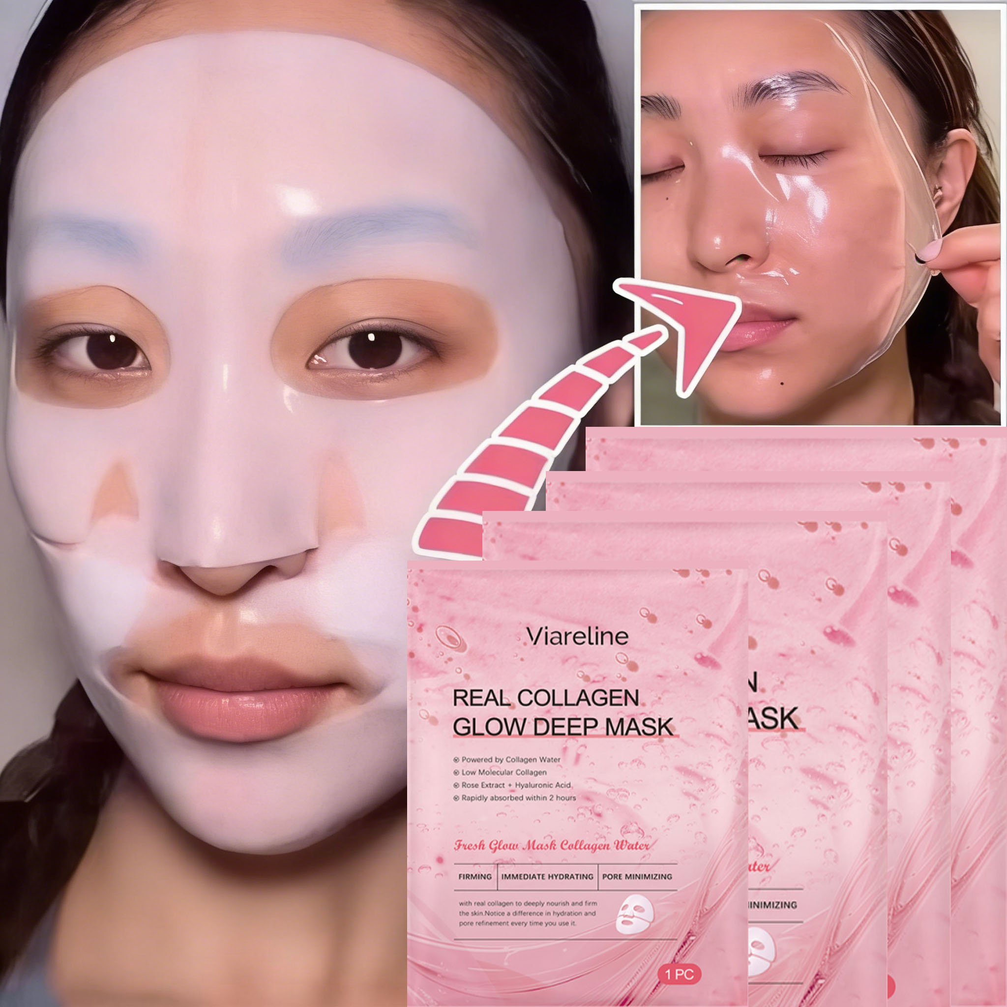 Korean Skincare Routine - มาส์กคอลลาเจนแบบข้ามคืน DNA แซลมอน PDRN มาส์กหน้าเพื่อผิวกระจ่างใส ยืดหยุ่น
