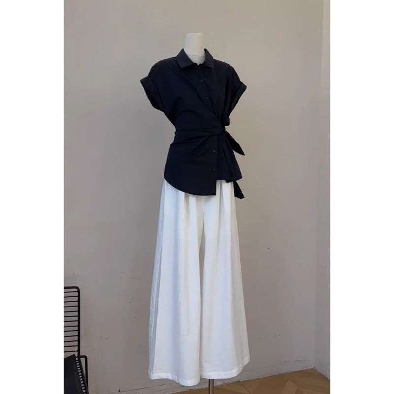 ชุดเซ็ตสองชิ้น เสื้อเชิ้ตผูกโบ - Korean Lifestyle บทวิจารณ์และราคา